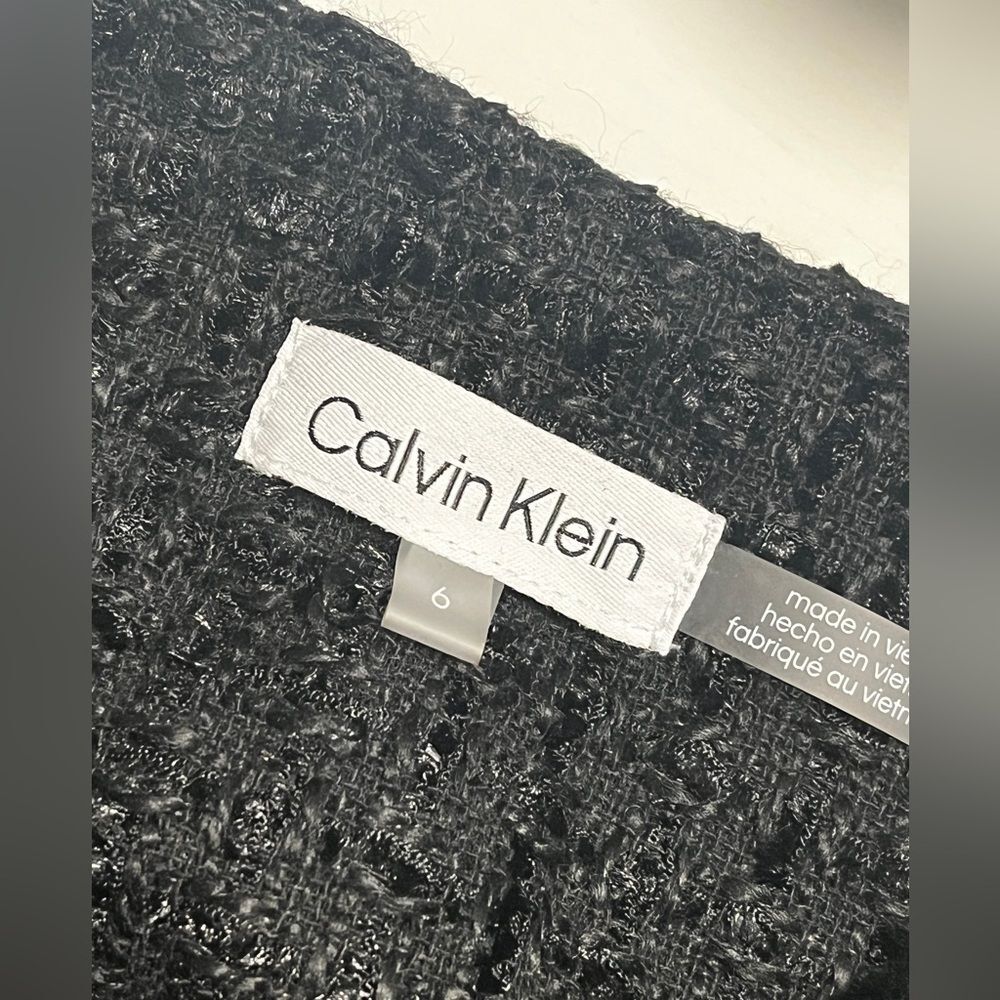 NWT Calvin Klein Black Tweed Textured Jacket Sz 6 - Picture 5 of 10